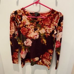 Talbots Floral Pure Merino Wool Sweater Size XS